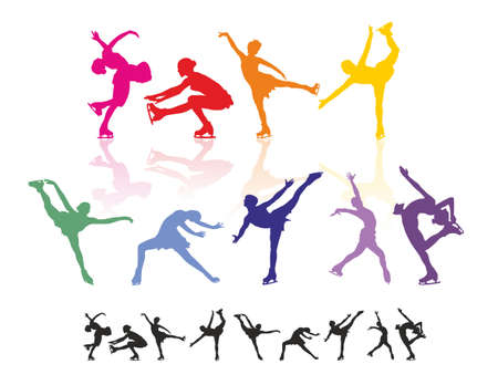 Figure skating silhouettesのイラスト素材