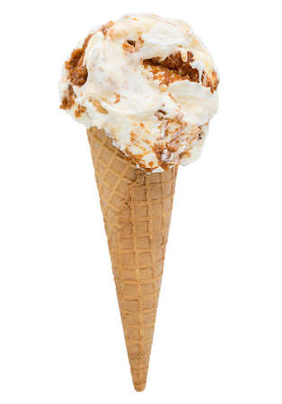 caramel ice cream isolated on white , selective path included in the file.の写真素材