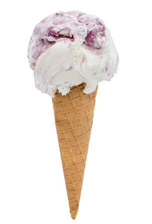 cherry ice cream isolated on white , selective path included in the file.の写真素材