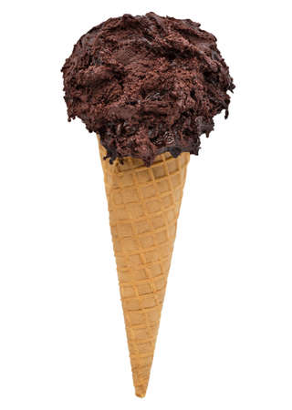 chocolate ice cream isolated on white background, selective path included in the file.の写真素材