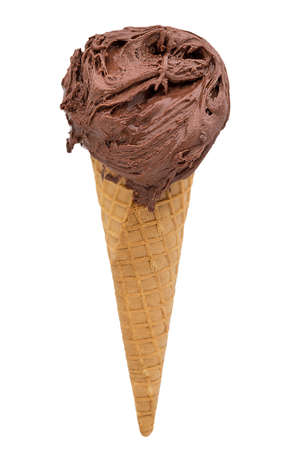 milk chocolate ice cream isolated on white background, selective path included in the file.の写真素材