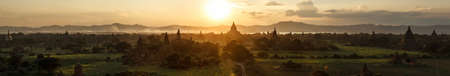 Panorama of the picturesque landscape in Bagan, Myanmar.の写真素材