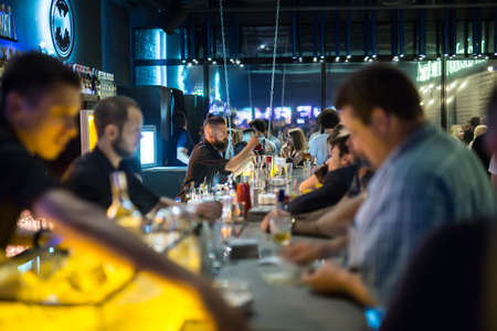 Hangout at the nightclub people. The bar& Kiev. Ukraine.のeditorial素材