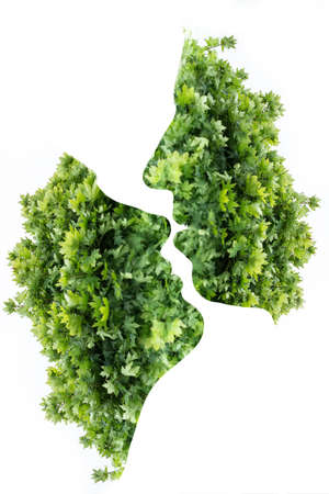 Portrait of a couple with the art effect of multiple exposure. The second frame used a picture of...
