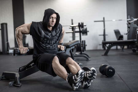 Brutal man in gymの写真素材