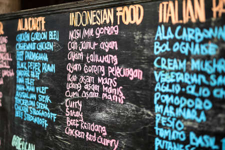 Blackboard with menu inscriptionの写真素材