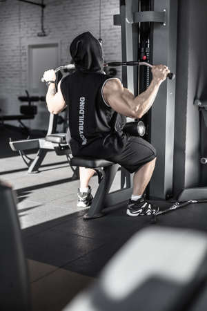 Strong mans workout in gymの写真素材
