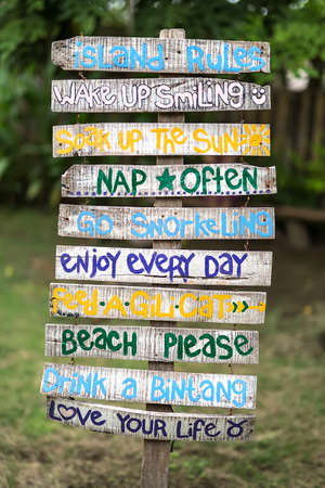 Colorful wooden signboardの写真素材