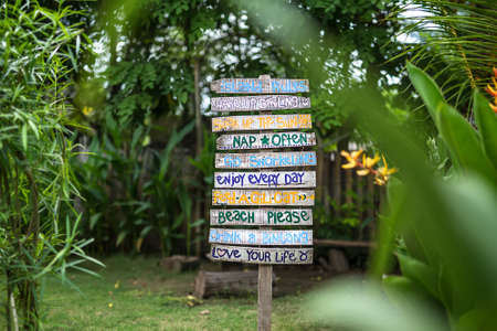 Colorful wooden signboardの写真素材