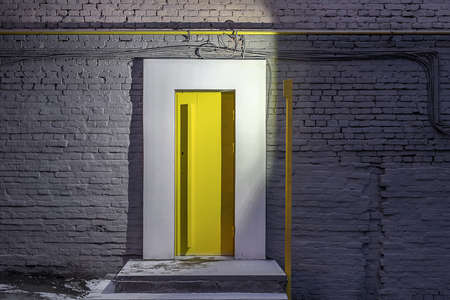 Entrance with yellow doorの写真素材