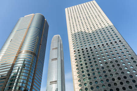 Tops of skyscrapers and blue skyの写真素材