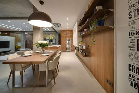 Studio apartment in loft styleの写真素材
