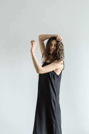 Girl posing in studioの写真素材