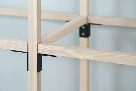 Wooden construct with metal partsの写真素材