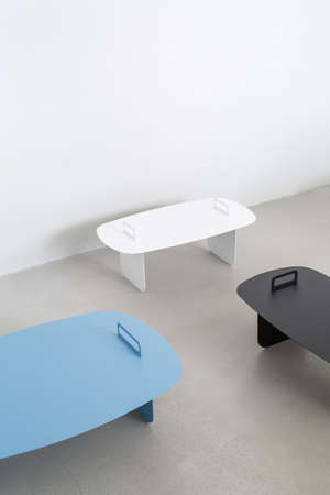 Multicolored small metal standsの写真素材