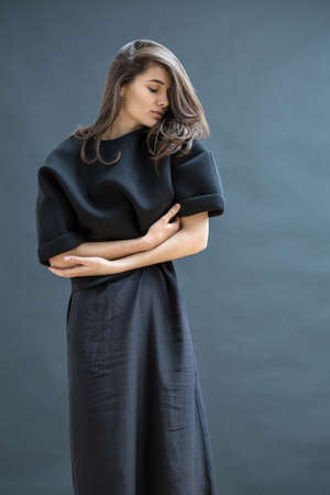 Girl posing in studioの写真素材
