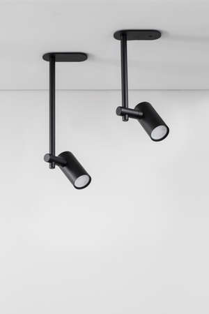 Hanging black lampsの写真素材