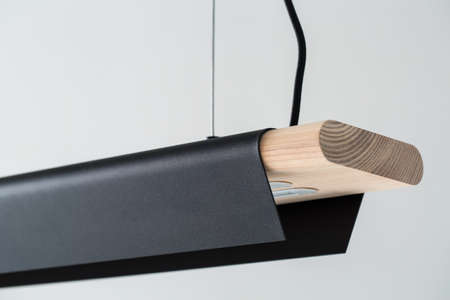 Hanging wooden-metallic lampの写真素材