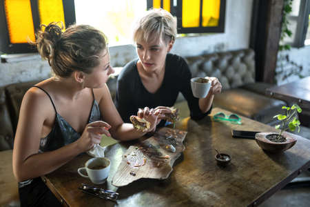 Women eating in cafe
