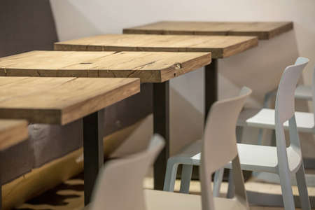 Closeup photo of square tables