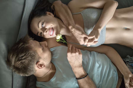 Sexy hugging coupleの写真素材