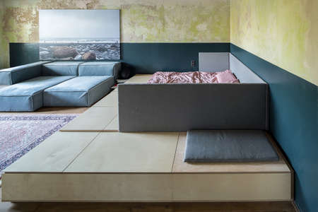 Bedroom in loft styleの写真素材