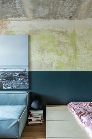 Bedroom in loft styleの写真素材
