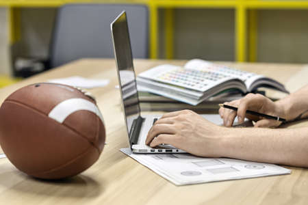 Man using laptop in officeの写真素材