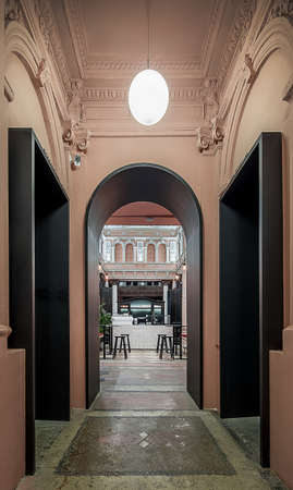 Restaurant with stucco moldingの写真素材