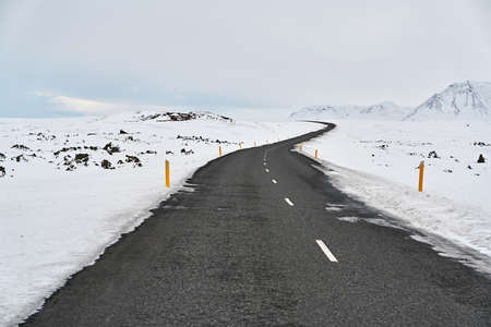 Country roadway in Icelandの写真素材