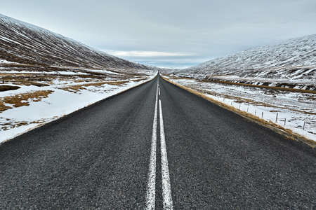 Country roadway in Icelandの写真素材