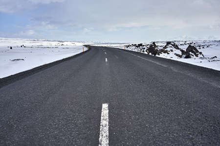 Country roadway in Icelandの写真素材