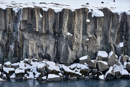 Icelandic landscape with river shore