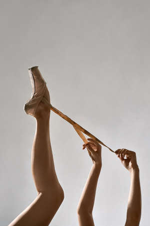 Ballet dancer posing in studioの写真素材