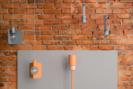 Colorful different metal lampsの写真素材