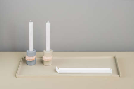 Metal supports and candlesticksの写真素材