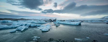Icelandic landscape of icy sea surfaceの写真素材
