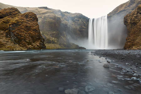 Icelandic landscape of waterfallの写真素材