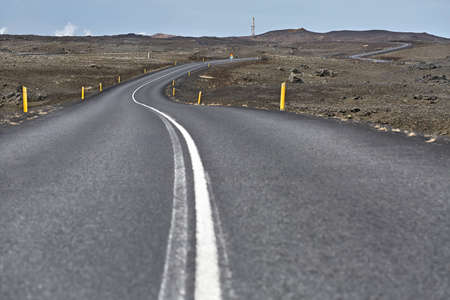 Icelandic landscape with country roadwayの写真素材