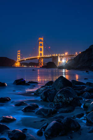 Night cityscape of Golden Gate Bridgeの写真素材