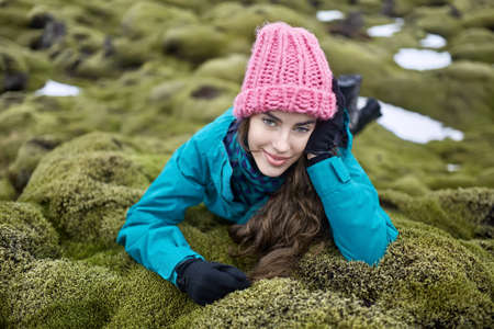Girl posing outdoorsの写真素材