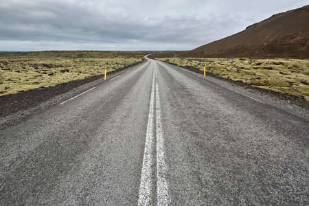 Icelandic landscape with country roadwayの写真素材