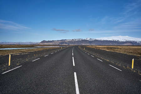 Icelandic landscape with country roadwayの写真素材