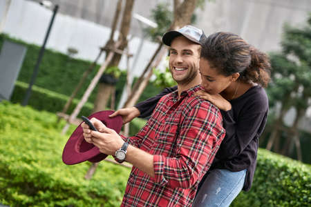 Dating of interracial coupleの写真素材