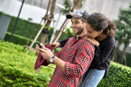 Dating of interracial coupleの写真素材