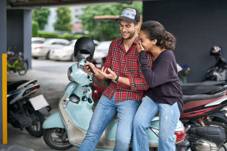 Dating of interracial coupleの写真素材