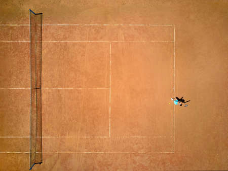 Sportive girl plays tennisの写真素材