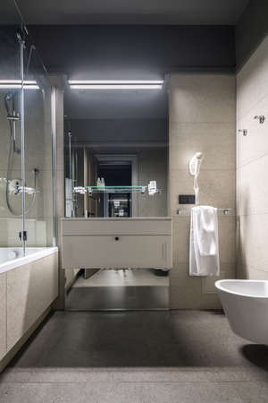 Stylish bathroom in hotelの写真素材