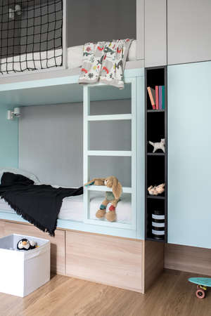 Childrens room in modern style with loft bedの写真素材