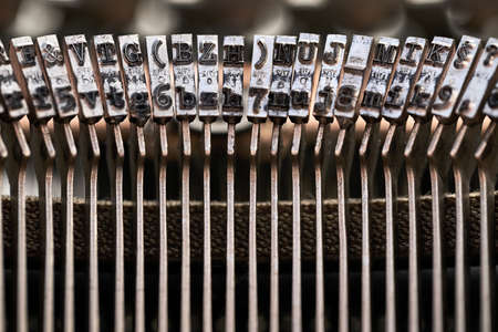 Retro typewriter in studio. Macro close up.の写真素材